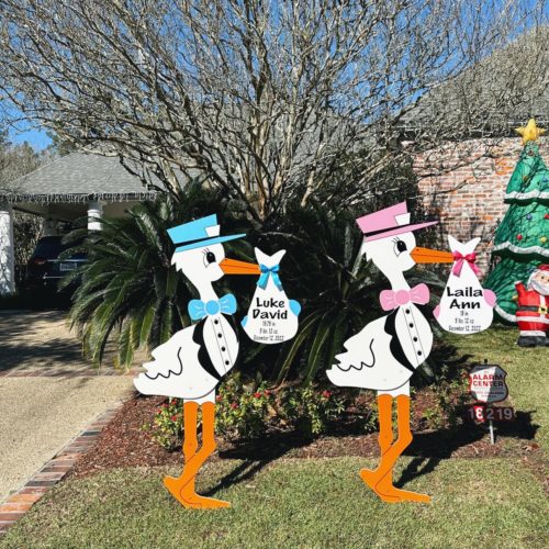 Pink and Blue Stork Sign: South Bay Storks - Stork Sign Rentals in Lee, Naples and Collier County, Florida